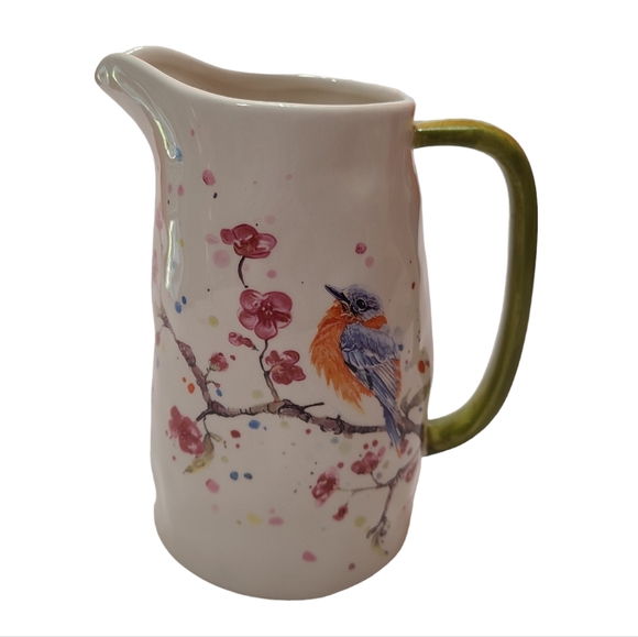 Boston International Spring Ceramic Pitcher Bird and Cherry Blossoms - Picture 8 of 8